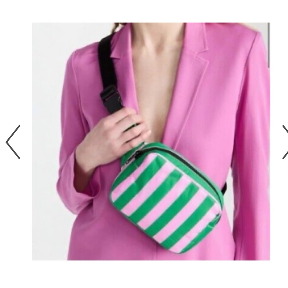 Baggu pink/green awning stripe fanny